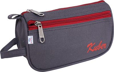 Heart Home Rexine Travel Toiletry Organizer with Front Zipper & Carrying Strip|Gray Travel Toiletry Kit(Grey)