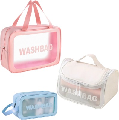 RRK Cosmetic Wash Bag Travel Toiletry Kit(Pink, Blue, White)