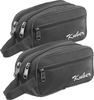 KUBER INDUSTRIES Canvas Toiletry Organizer|Carrying Strip Travel Shaving Kit, Pack of 2 (Black) Travel Toiletry Kit(Black)