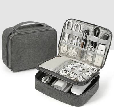Luxula Double Layer Digital Electronics Accessories Travel Gadget Carry Bag Organizer(Grey)
