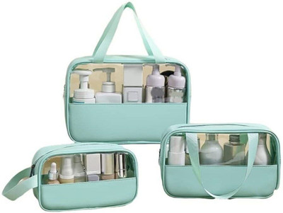 KEETLY Premium Makeup Pouches for Women Cosmetic Bags & Wash Bag for Girls Travel Toiletry Kit(Green)