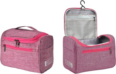 Harvic Hanging Travel Toiletry Bag with Handle,Portable Makeup Pouch Cosmetic Organizer Travel Toiletry Kit(Pink)