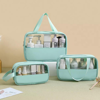 Grilazza PVC Zipper Cosmetic Makeup Storage Wash Bag Organizer Carry Pouch Set 3 PCS Travel Toiletry Kit(Green)