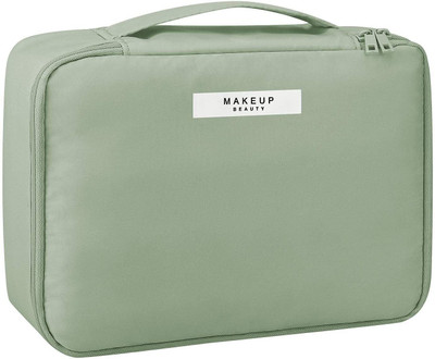 Flywind Polyester Cosmetic Travel Makeup Bag Large Travel Toiletry Bag Reusable Toiletry Travel Toiletry Kit(Green)