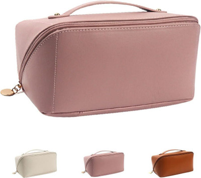 VAVSU Cosmetic Bag, Waterproof Travel Makeup Bag/Toiletry Bag with Handle and Divider Travel Toiletry Kit(Pink)