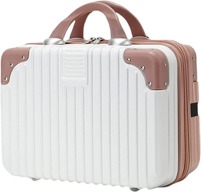 DREWITSTAR Portable Makeup Travel Case Hand Luggage,Makeup Case Suitcase with Elastic Band Travel Toiletry Kit(Gold, White)