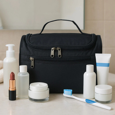 ZEVORA Toiletry Bag Hanging Dopp Kit Travel Organizer Pouch for Shaving, Cosmetic Travel Toiletry Kit(Black)