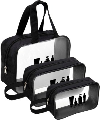 STORITE Set of 3 Multipurpose Transparent Toiletry Bag for Women & Men Travel Toiletry Kit(Black)