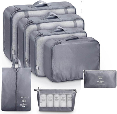 DebRifo 4 Clothes Space Saving & 3 Pouches Travel Toiletry Kit(Multicolor)