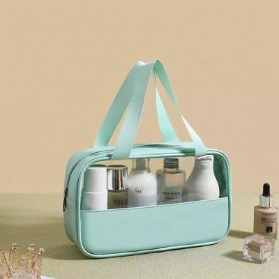 Rossella PVC Zipper Travel Toiletry Cosmetic Makeup Carry Small Wash Bag Organizer(Green)