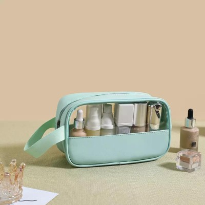 Trendegic PVC Zipper Small Travel Toiletry Cosmetic Makeup Carry Wash Bag Organizer(Green)