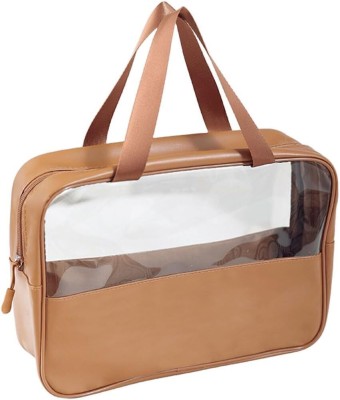 KEETLY Toiletry Bag Clear Travel Bag Organizer Waterproof Makeup Medium Cosmetic Bag Travel Toiletry Kit(Brown)