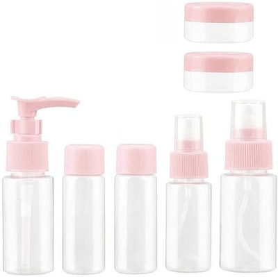 TAPAHPRIYAY 7pcs Portable Travel Cosmetics Container Plastic Bottle Set Travel Toiletry Kit(Pink)