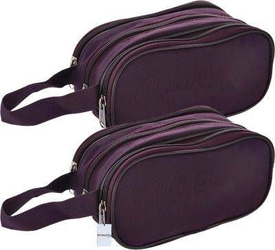 HOMESTIC Canvas Toiletry Organizer With 3 Zipper Compartment , Pack of 2 (Maroon) Travel Toiletry Kit(Maroon)
