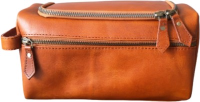 Panoply Leather Light Brown Leather Toiletry Bag Travel Toiletry Kit(Brown)