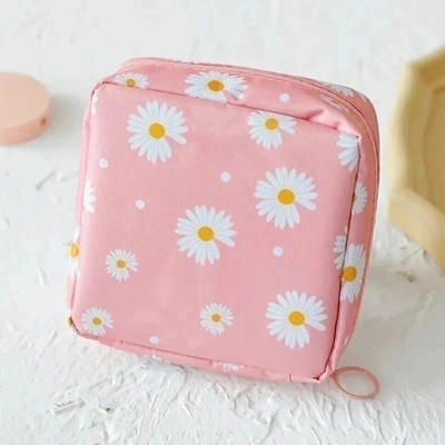 AASAISH Sanitary Napkin Pad Pouch Travel Cosmetic Makeup Jewellery Storage Pouch Holder Travel Toiletry Kit(Orange)