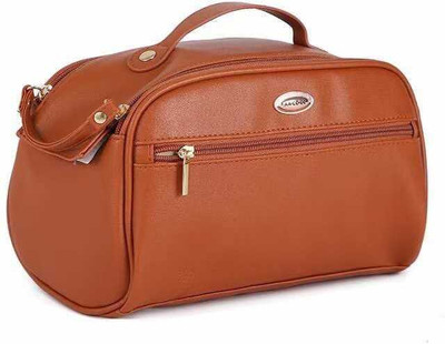 Aryamurti Travel Makeup Leather Cosmetic Organizer Zipper Bag With Handle Duffel Without Wheels