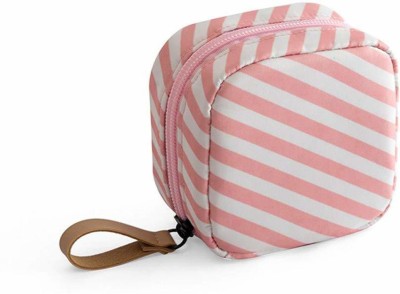 HOUSE OF QUIRK Travel Toiletry Bag Cosmetic Make Up Organizer-(Pink Stripes) Travel Toiletry Kit(Pink)
