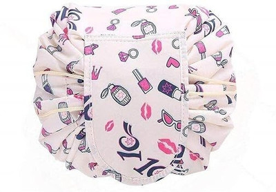 KEETLY Womens Convenient and Waterproof Multifunction Portable Lazy Travel Cosmetic Bag Travel Toiletry Kit(White)