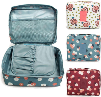 parspar Travel Portable Cosmetic Makeup Case Organizer Travelling Storage Pouch Travel Toiletry Kit(Multicolor)
