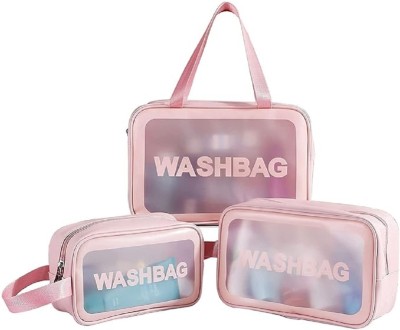 ELITEHOME 3 PC Cosmetic Travel Bag For Women/Girls, Wash bag Travel Toiletry Kit(Pink)