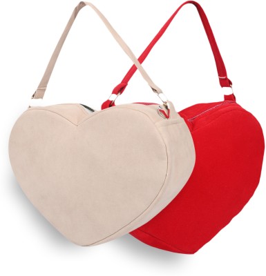Divyata Heart Shape Makeup Bag Cosmetic Bag Pouch with Zipper For Valentine Day Travel Toiletry Kit(White, Red)