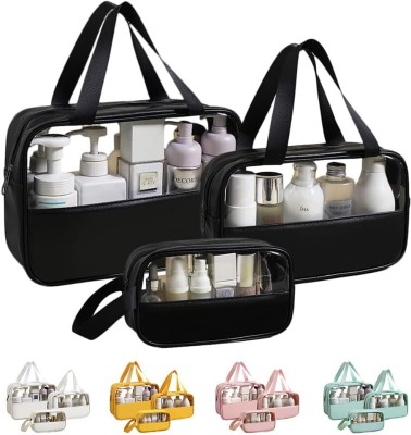 KEETLY Toiletry Bag for Women Clear Travel Toiletry Bag Travel Makeup Bag Travel Toiletry Kit(Black)