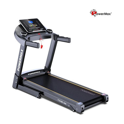Powermax Fitness TDM-96 4HP Motor 110kg Manual Incline Heart Rate Sensor Foldable for Home Cardio Treadmill (Max Weight:110 kg)