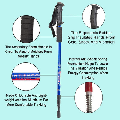TOPHAVEN 3 Section Trekking Pole(Aluminium)
