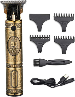 UZAN Trading Professional Golden t99 Trimmer 4 Guide Combs for Men T-Blade Fully Waterproof Trimmer 90 min  Runtime 4 Length Settings(Gold)