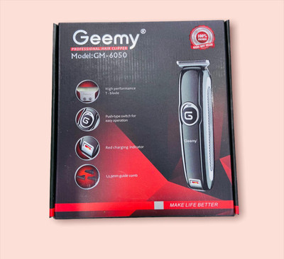 Geemy GM - 6050 Trimmer 120 min  Runtime 4 Length Settings(Black)