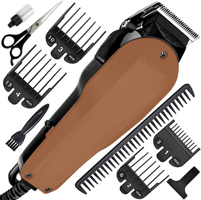 QGS B4 Titanium Wired Professional Hair Clipper Electric Low Noise Beard Moustache Fully Waterproof Trimmer 0 min  Runtime 7 Length Settings(Multicolor)