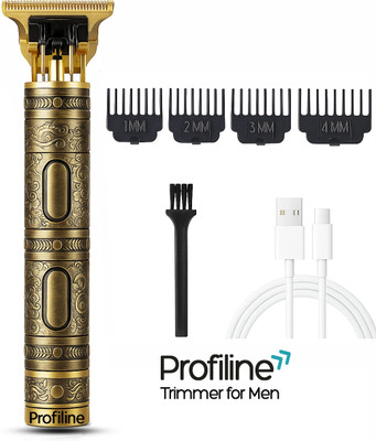 Profiline Best Vintage T9 Hair cutting Machine Waterproof and USB Rechargeable Trimmer 60 min  Runtime 4 Length Settings(Gold)