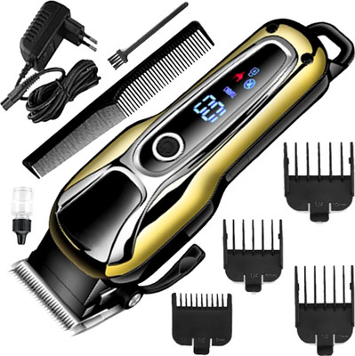 Crostal New Electric Cordless Professional Hair Clipper Trimmer for men Fully Waterproof Trimmer 120 min  Runtime 4 Length Settings(Gold, Black)