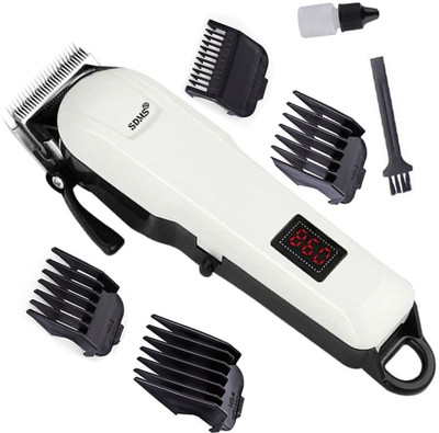 SDMS Men Professional Rechargeable Washable Beard Mustache Hair Clipper Fully Waterproof Trimmer 120 min  Runtime 3 Length Settings(White)