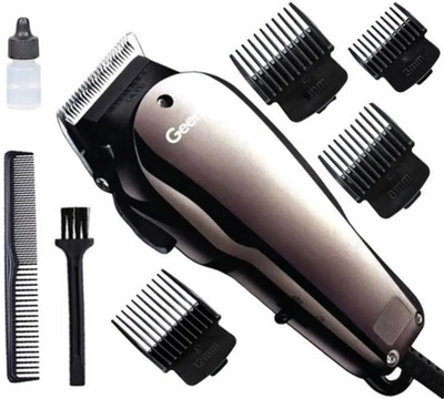 Geemy Professional hair trimmer clipper direct pawer wired barber clipper Trimmer 0 min  Runtime 4 Length Settings(Silver)