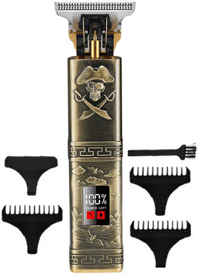 Kemei Mini LCD Display Hair Clippers Professional Usb Rechargeable Trimmer 120 min  Runtime 4 Length Settings(Gold)