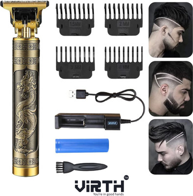 Virth Golden Beard & Moustache, Head Hair Cutting Trimmer For Men T-Blade Trimmer 120 min  Runtime 4 Length Settings(Gold)