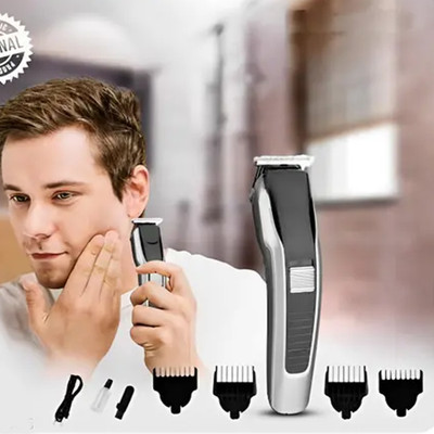 HTTCC Small Rechargeable AT-538: Take Control of Your Grooming Routine Trimmer 60 min  Runtime 4 Length Settings(Silver)