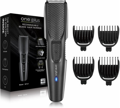One Plus OP 21 Cordless Professional Hair Trimmer For Men waterproof Trimmer 120 min  Runtime 4 Length Settings(Black)