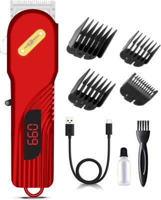 Pick Ur Needs Professional Rechargeable Hair Clipper/Shaver Hair Cutting Machine With Display Trimmer 180 min  Runtime 4 Length Settings(Red)