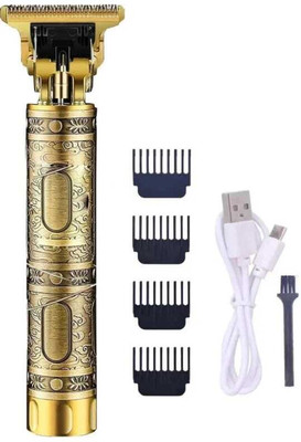 SARK waterproof Vintage -T9 Hair Cutting Trimmer USB charging 0mm Cutting Body Groomer 120 min  Runtime 1 Length Settings(Gold)