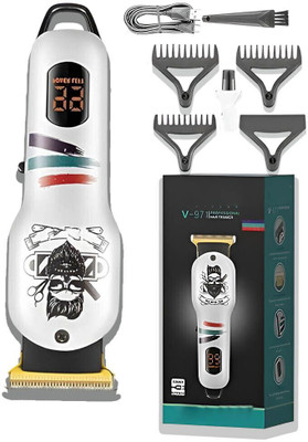 Frinzoo Cordless Beard Trimmer with 0.5mm to 3mm Cutting Range Trimmer 120 min  Runtime 3 Length Settings(White)