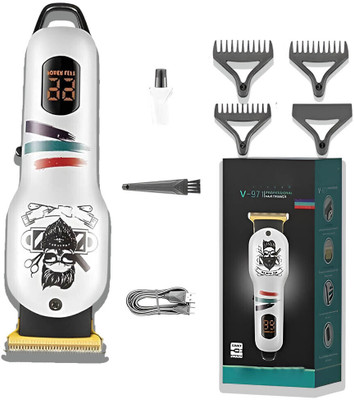 Frinzoo Digital Beard Trimmer with Easy Grip and Sharp Blade Design Trimmer 120 min  Runtime 3 Length Settings(White)