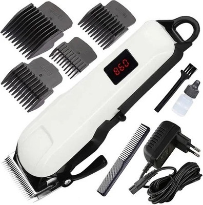 Zeno volt 809A Rechargeable Professional Hair Clipper Hair Trimmer LCD Display Waterproof Trimmer 120 min  Runtime 4 Length Settings(White, Black)