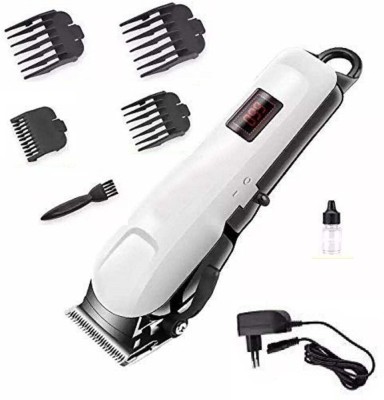 PSK Professional Hair Trimmer Clipper With Digital Charging Display Trimmer 60 min  Runtime 4 Length Settings(White)