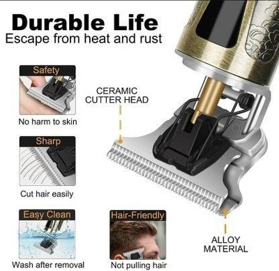 Podnix Dragon Design Electric Trimmer Men | Trimmer Blade | Painless Hair Remover 75 Trimmer 120 min  Runtime 4 Length Settings(Gold)