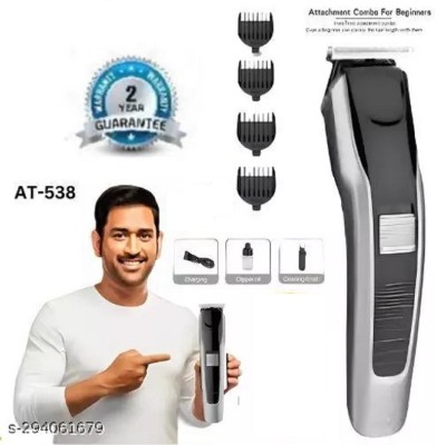 Niavaa 538 Trimmer Rechargeable Professional Hair Fully Waterproof Trimmer 60 min  Runtime 4 Length Settings(Silver, Black)