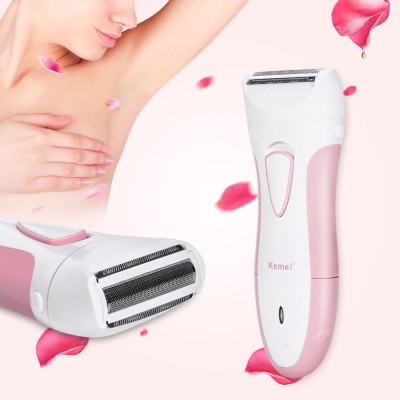 KEE MEI Limited Edition Rechargeable Body Groomer Stylish Portable Shaver Women Epilator Body Groomer 45 min  Runtime 2 Length Settings(Pink, White)