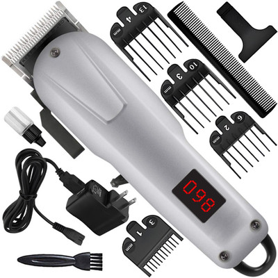 RPM 2000mAh Battery Rechargeable Heavy Duty Steel Blade Hair Clipper Beard Moustache Fully Waterproof Trimmer 240 min  Runtime 7 Length Settings(White)